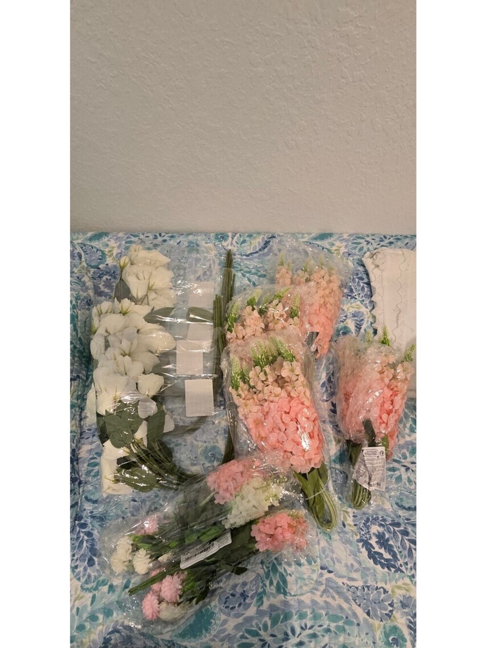 Artificial Pink and White Hydrangea and Mixed Flower Bouquet Set